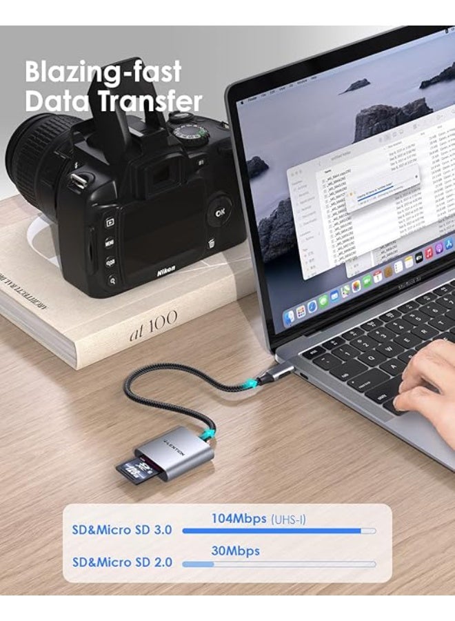 LENTION USB C to SD/Micro SD Card Reader, Type C SD 3.0 Card Adapter Compatible 2025-2016 MacBook Pro 13/14/15/16, New Mac Air/iPad/Surface, Chromebook, More, Stable Driver Certified (CB-C8, Gray) - Image 4