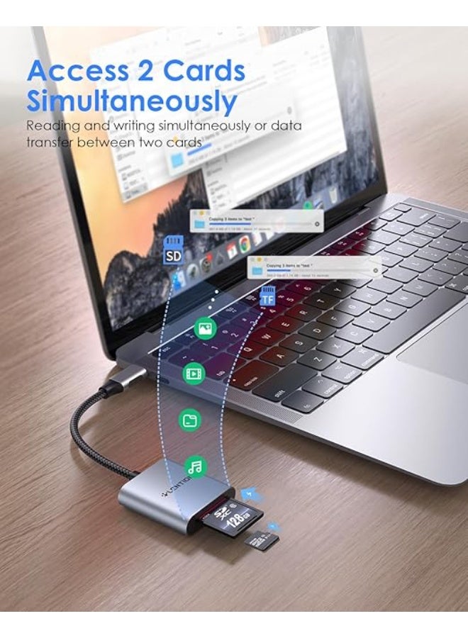 LENTION USB C to SD/Micro SD Card Reader, Type C SD 3.0 Card Adapter Compatible 2025-2016 MacBook Pro 13/14/15/16, New Mac Air/iPad/Surface, Chromebook, More, Stable Driver Certified (CB-C8, Gray) - Image 3