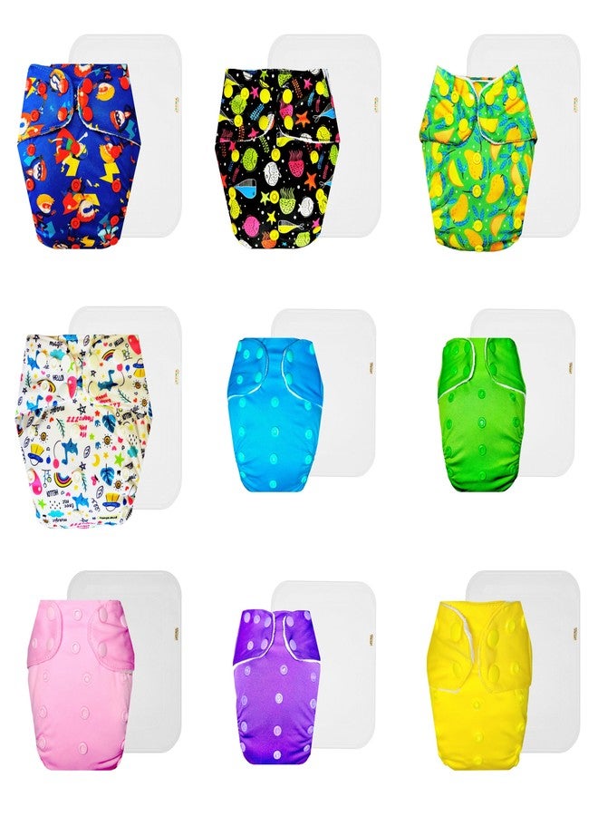 Dumbledo Premium Cloth Diaper with Cotton Insert (Pack of 9) | Soft & Gentle | Breathable | Easy to Clean | Designed by Moms | 3 Months - 3 Years | Unisex Baby - Image 1