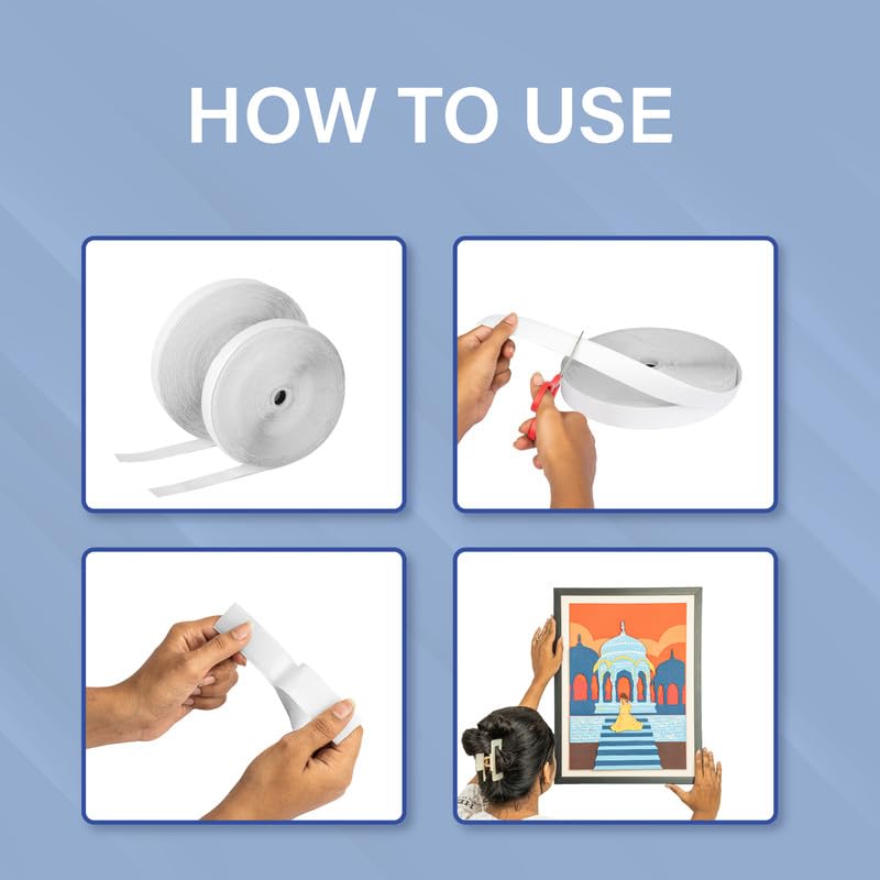 Hook Loop WELPRO Nylon Self Adhesive Strong Glue Fastener Interlocking Tape for Sewing Crafts, DIY, Clothes, Shoes | Sticky Back Hook & Loop Tape for Stationary, Tools (White, 25MM, 10MTR) - Image 5