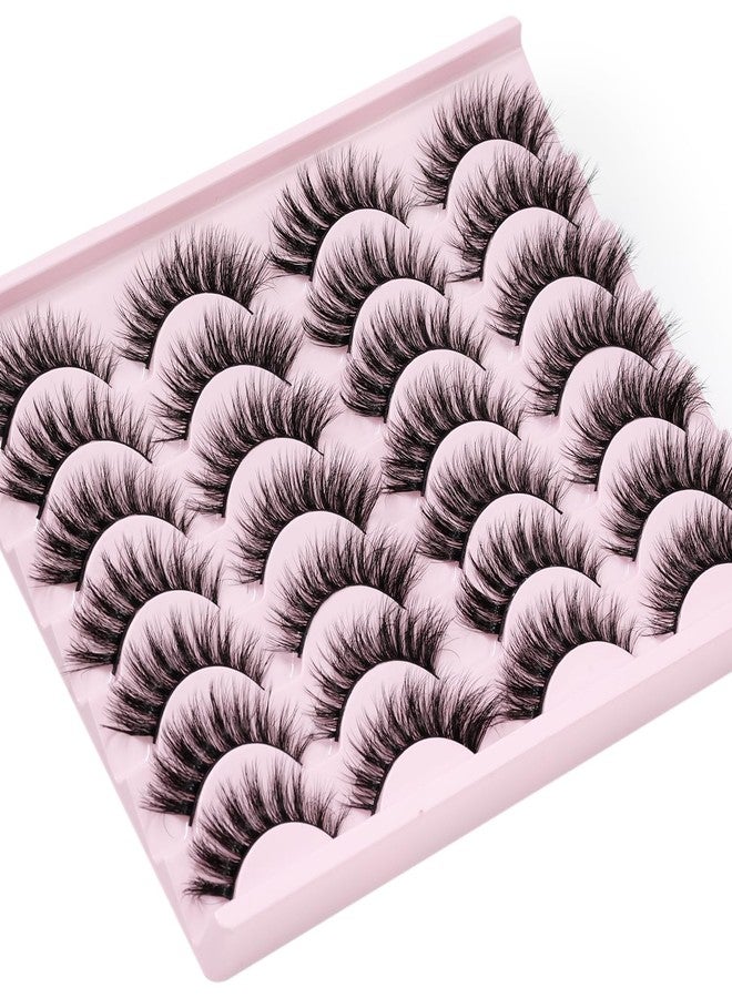 EMEDA False Lashes with Glue Set Fake Eyelashes with Glue Kit Clear Band 3D Faux Mink Strips Lashes Fluffy Wispy Natural Look 14mm Cat Eye Bulk Pack by EMEDA (14 Pairs LH04) - Image 4