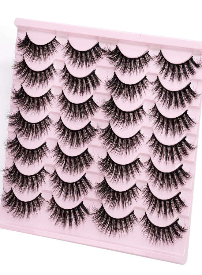 EMEDA False Lashes with Glue Set Fake Eyelashes with Glue Kit Clear Band 3D Faux Mink Strips Lashes Fluffy Wispy Natural Look 14mm Cat Eye Bulk Pack by EMEDA (14 Pairs LH04) - Image 1
