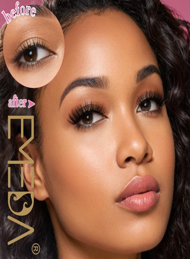 EMEDA False Lashes with Glue Set Fake Eyelashes with Glue Kit Clear Band 3D Faux Mink Strips Lashes Fluffy Wispy Natural Look 14mm Cat Eye Bulk Pack by EMEDA (14 Pairs LH04) - Image 3