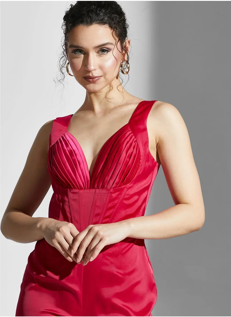 Chi Chi London Petite Plunge Neck Knitted Jumpsuit