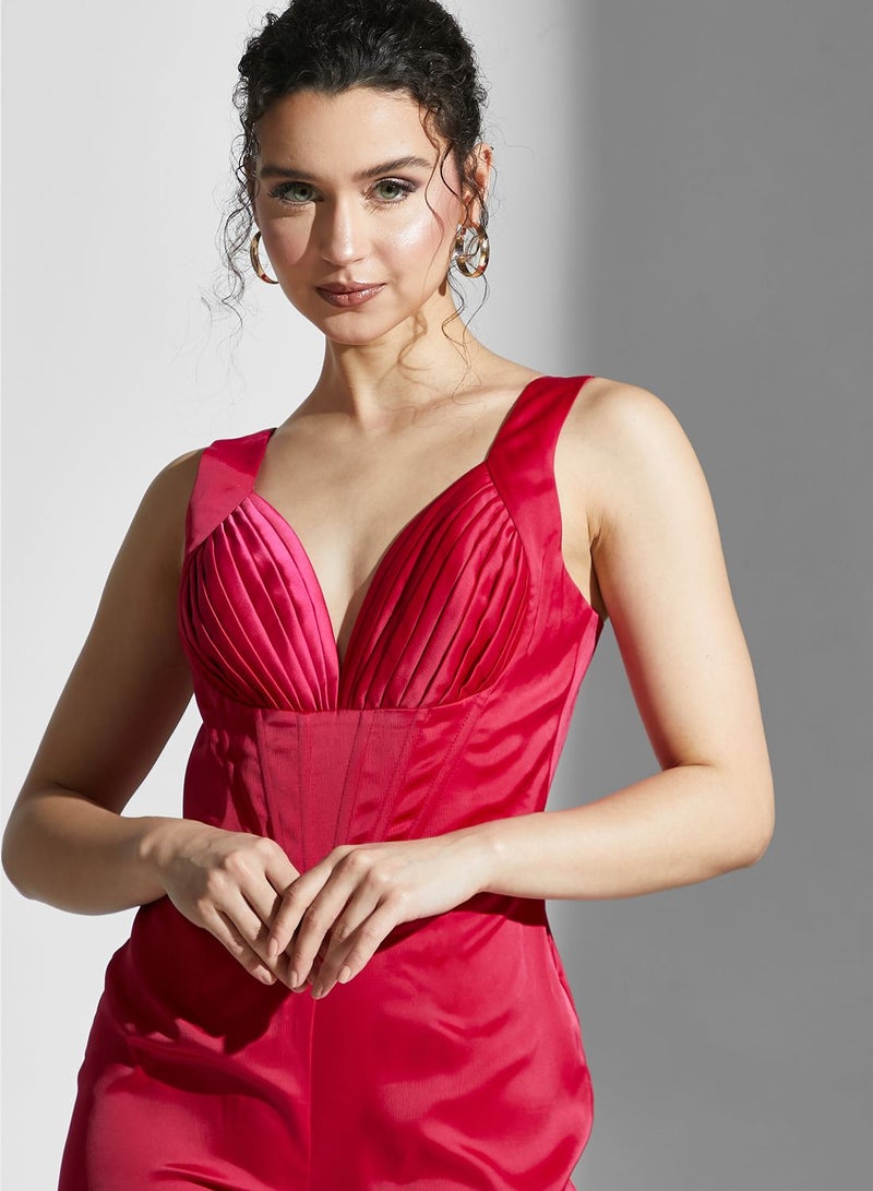 Chi Chi London Petite Plunge Neck Knitted Jumpsuit  - Image 3