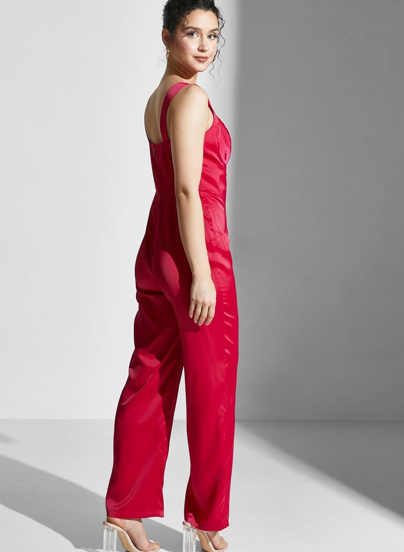 Chi Chi London Petite Plunge Neck Knitted Jumpsuit  - Image 2
