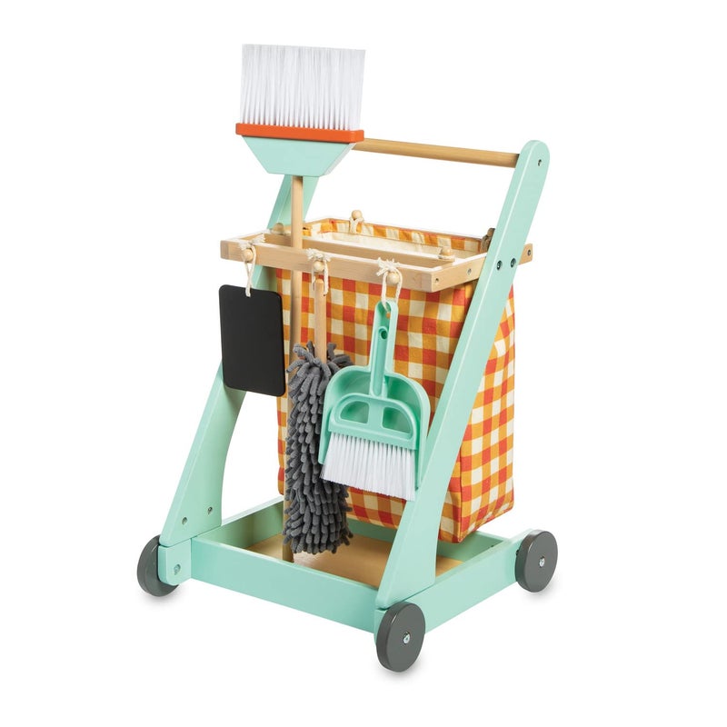 MindWare Oh So Fun Cleaning Cart Kids Cleaning Set Includes Kid Size Broom Other Cleaning Toys for Kids 3 Up - Image 3