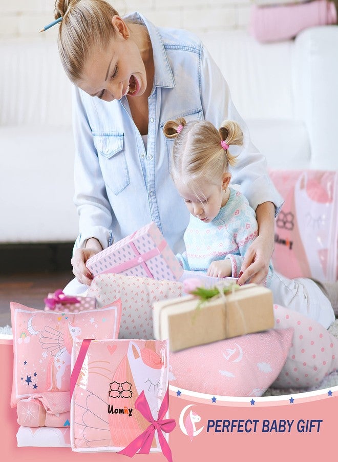 UOMNY Crib Bedding Set for Girls - Pink Baby Nursery Sets 3 Pieces Quilt Comforter Fitted Sheet Toddler Pillowcase Soft Star - Image 5