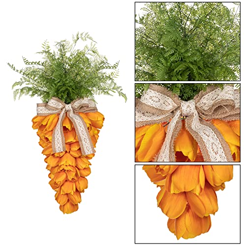 KI Store Tulip Carrot Wreath Orange Carrot Swag Easter Door Decoration Spring Decor for Door Window - Image 5