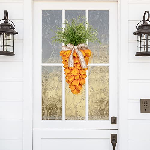KI Store Tulip Carrot Wreath Orange Carrot Swag Easter Door Decoration Spring Decor for Door Window - Image 2