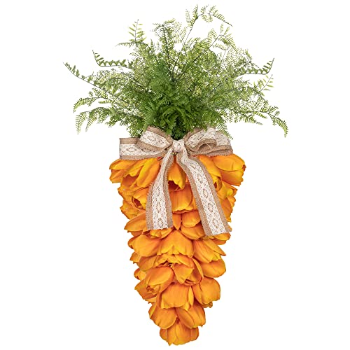 KI Store Tulip Carrot Wreath Orange Carrot Swag Easter Door Decoration Spring Decor for Door Window - Image 1