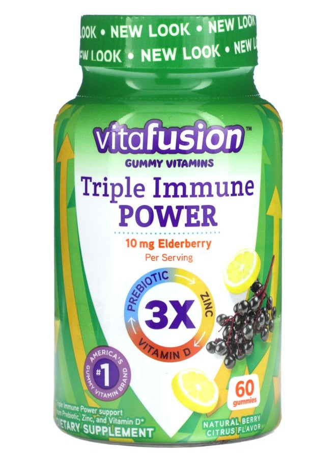 Vitafusion Triple Immune Power Natural Berry Citrus 60 Gummies 