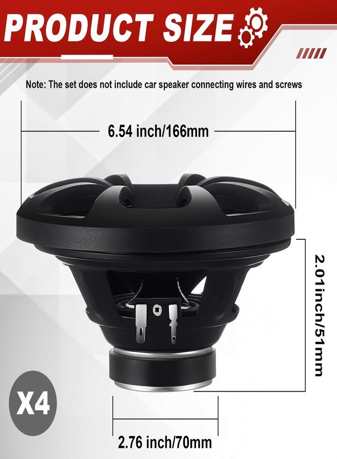 Datanly 2 Pairs 2-Way Coaxial Car Audio Speakers Full Range 6.5" Round Speakers with Powerful Sound and Easy Installation 100w Max Enhanced Bass Response Black Car Speakers - Image 2
