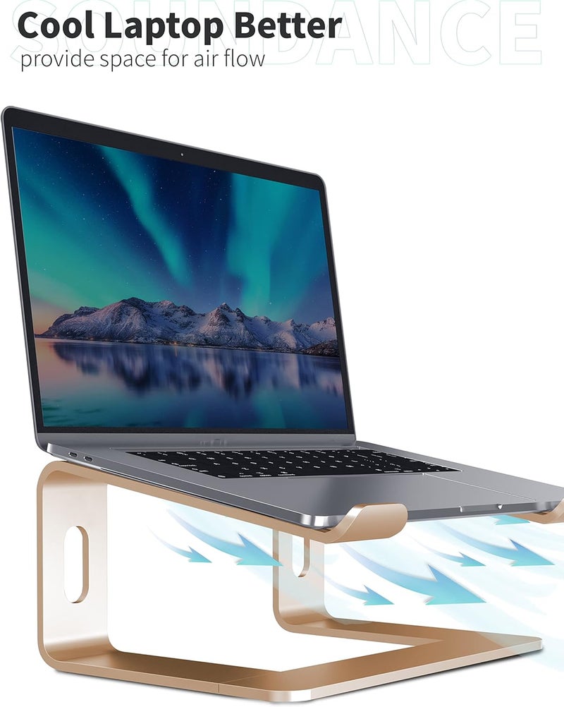 Laptop Stand, Aluminum Ergonomic Riser for 10 to 15.6 Inch Laptops, Gold - Image 4