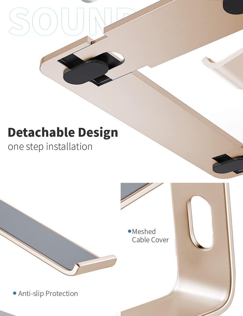 Laptop Stand, Aluminum Ergonomic Riser for 10 to 15.6 Inch Laptops, Gold - Image 5