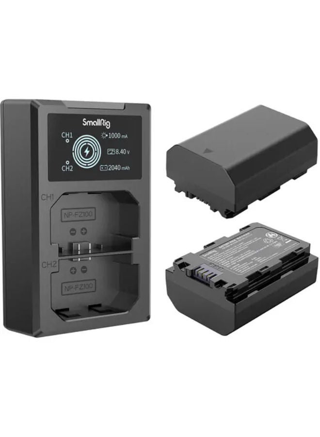 SMALLRIG NP-FZ100 Kit with 2 Batteries and 2-Bay USB Charger  NP-FZ100 Camera Battery and Charger Kit 3824B - Image 1