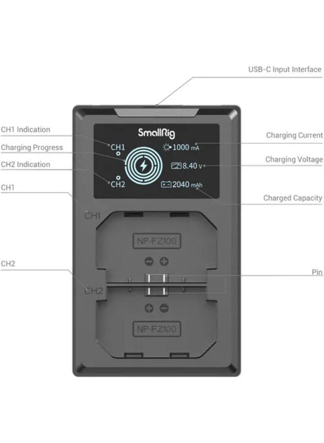 SMALLRIG NP-FZ100 Kit with 2 Batteries and 2-Bay USB Charger  NP-FZ100 Camera Battery and Charger Kit 3824B - Image 5