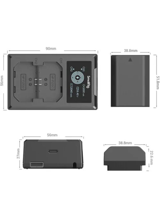 SMALLRIG NP-FZ100 Kit with 2 Batteries and 2-Bay USB Charger  NP-FZ100 Camera Battery and Charger Kit 3824B - Image 2