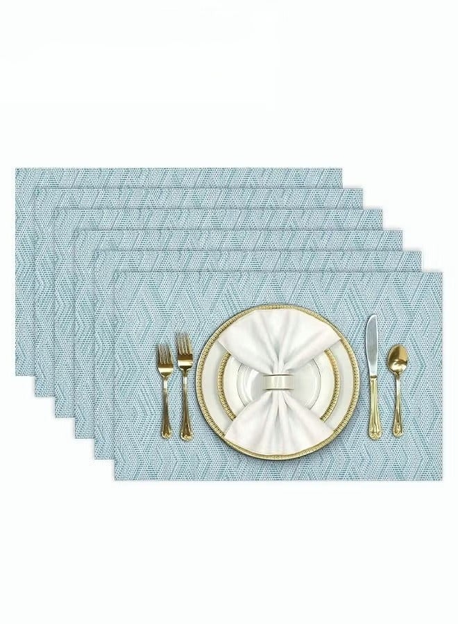 ميكسد 6pcs حصيرة الطعام عالية الجودة المواد البلاستيكية المنسوجة نسيج العزل الحراري ومقاومة للنفط ليس من السهل تشكيل مناسبة للعائلات مطعم الفندق مقهى إلخ الأزرق