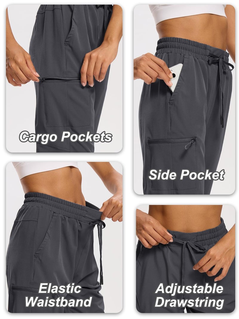 DEVOROPA Women's Hiking Long Shorts Knee Length Lightweight Quick Dry Cargo Athletic Bermuda Beach Shorts with Zipper Pockets Gray M - Image 5