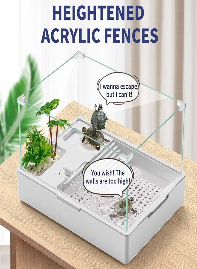 MoonOrange Large Turtle Tank Kit(Tank + Water Pump), Acrylic Turtle Tank Starter Kit with Two Rain Shower Head, Adjustable Water Pump, Higher Fences (S) - Image 3