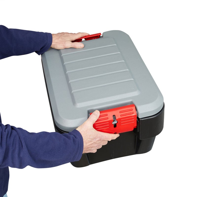 RubbermaidÂ® ActionPackerÂ®ï¸ 8 Gal Lockable Storage Box Pack of 4, Outdoor, Industrial, Rugged, Grey and Black - Image 4