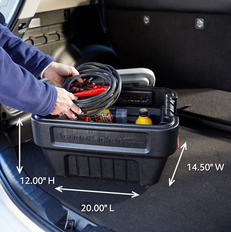 RubbermaidÂ® ActionPackerÂ®ï¸ 8 Gal Lockable Storage Box Pack of 4, Outdoor, Industrial, Rugged, Grey and Black - Image 2
