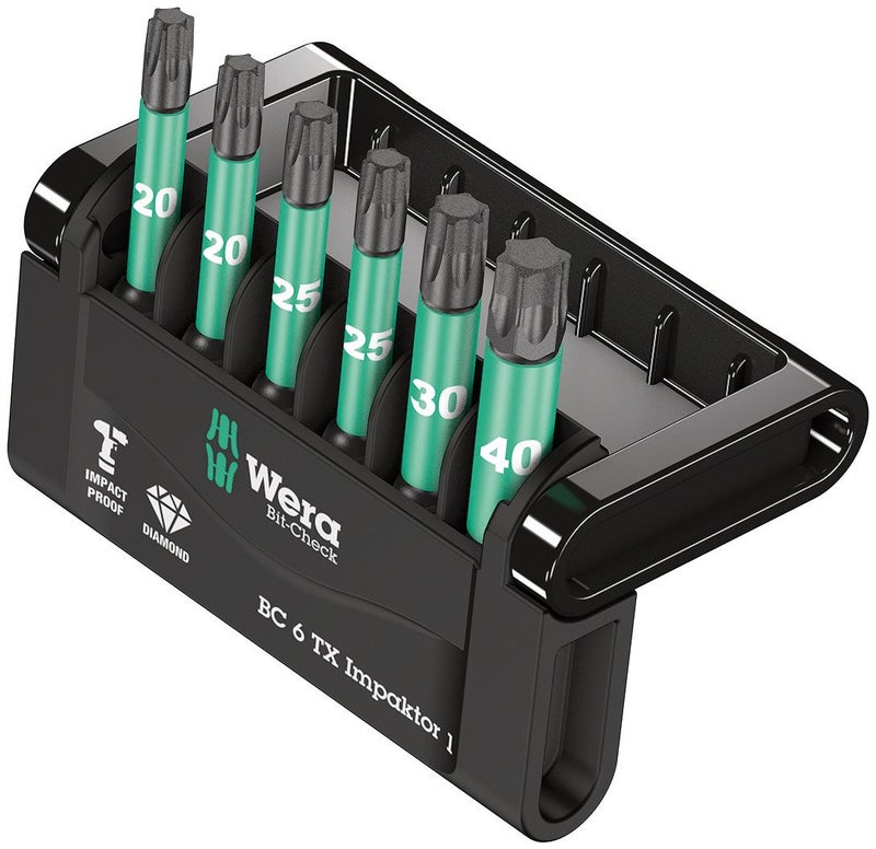 Wera Tools 05057693001 Check 6 Impaktor 1 Bits For Tx Screws One Size Multi