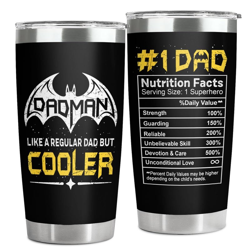 34HD Dadman Tumbler with Lid  20oz Stainless Steel Vacuum Insulated Movie Dad Mug  Cool Dad Gifts for Birthday Fathers Day Christmas  Father Day Gifts from Daughter Son Wife - Image 1