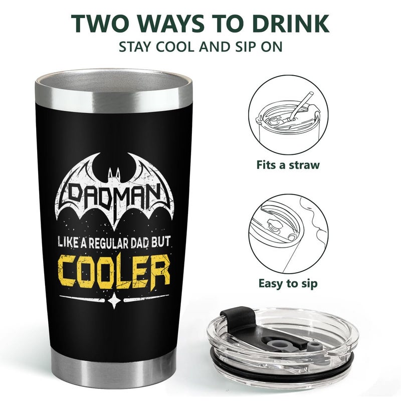 34HD Dadman Tumbler with Lid  20oz Stainless Steel Vacuum Insulated Movie Dad Mug  Cool Dad Gifts for Birthday Fathers Day Christmas  Father Day Gifts from Daughter Son Wife - Image 5