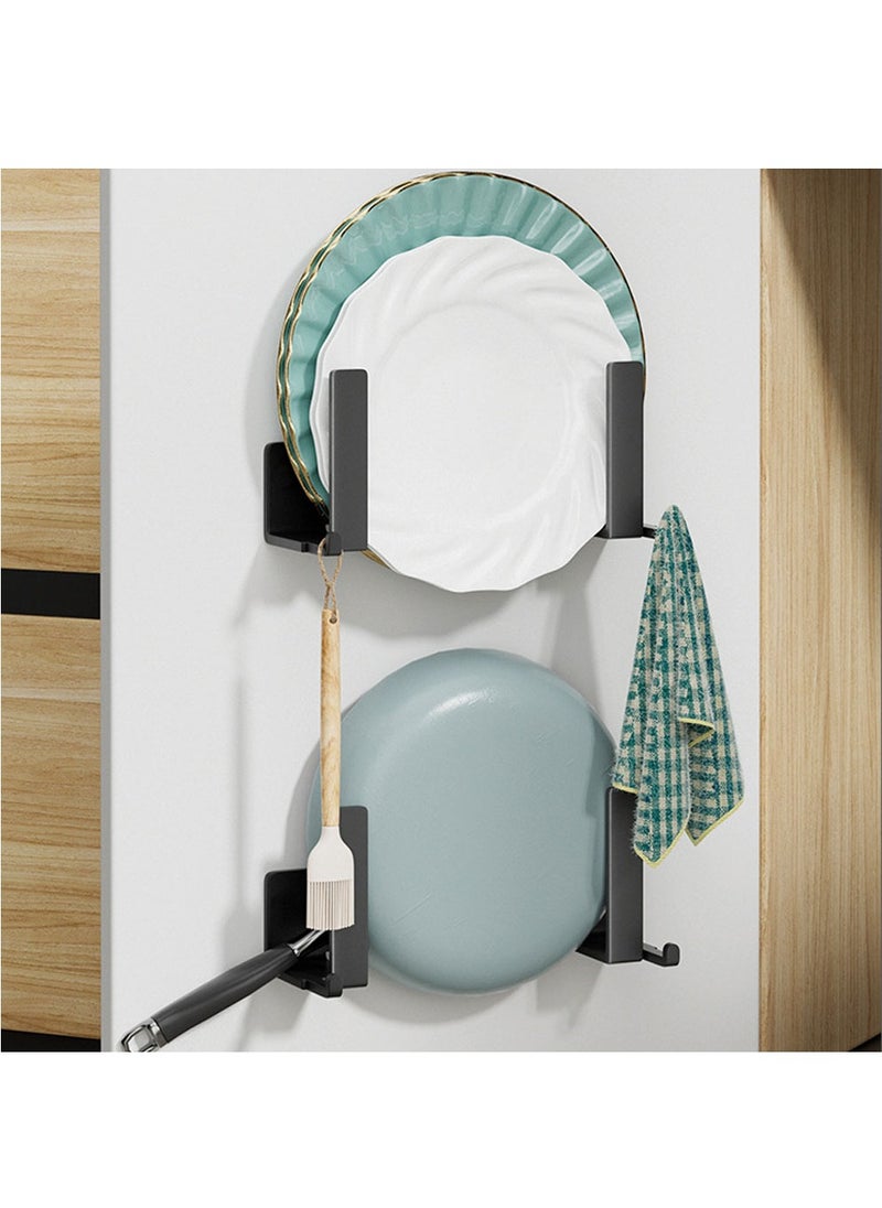 SYOSI - Pot Lid Organizer, Wall Mounted Pot Lid Hanger for Cabinet Door Kitchen Organization, Pot Lid Holder Kitchen Racks, Pot Lid Organizers Inside Cabinet Door, Fits 7" to 12", Black Set (4 Packs) - Image 1