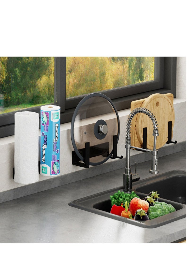 SYOSI - Pot Lid Organizer, Wall Mounted Pot Lid Hanger for Cabinet Door Kitchen Organization, Pot Lid Holder Kitchen Racks, Pot Lid Organizers Inside Cabinet Door, Fits 7" to 12", Black Set (4 Packs) - Image 1