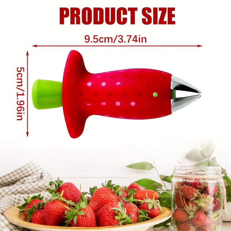 Red Set Of 2 Stainless Steel Strawberry Stem Removers - Image 2