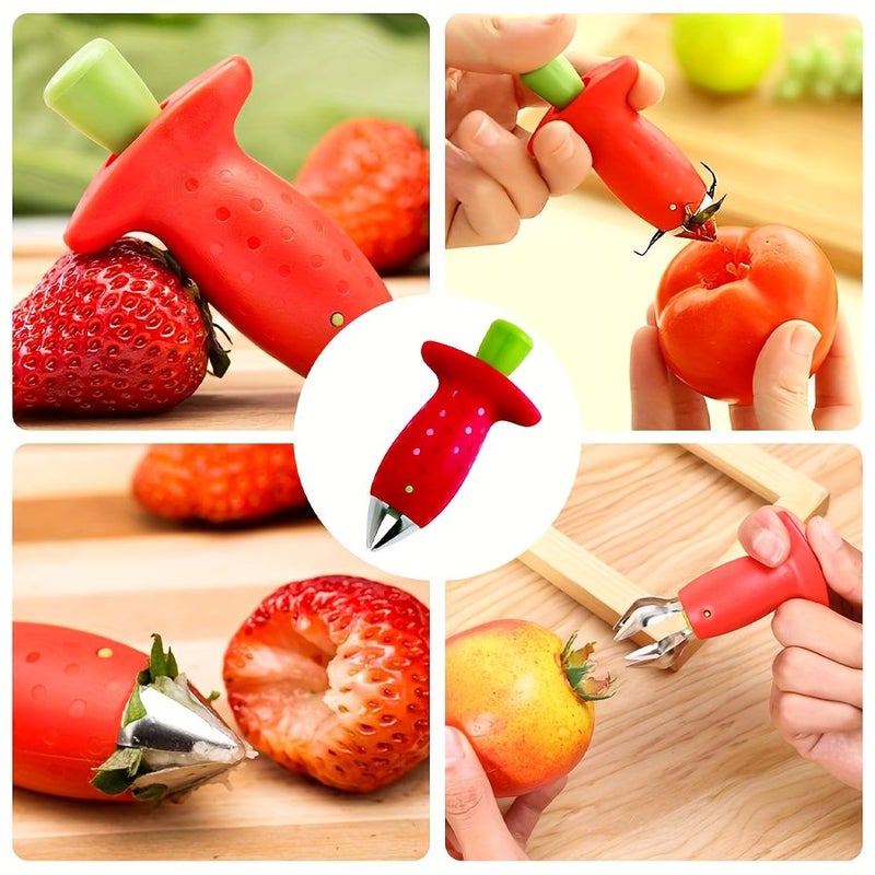 Red Set Of 2 Stainless Steel Strawberry Stem Removers - Image 5