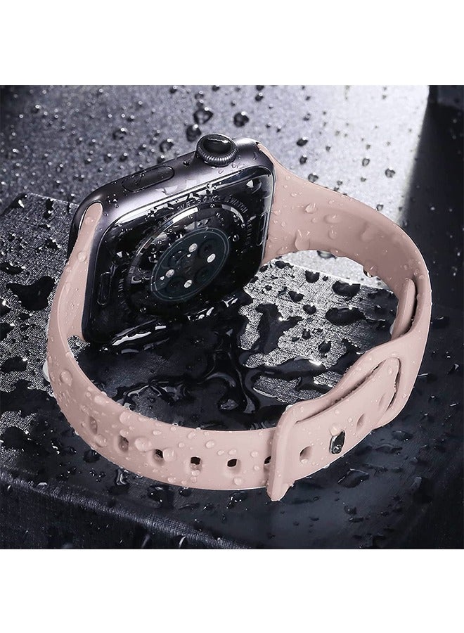 Soft Silicone Slim Narrow Replacement Band Compatible with Apple Watch SE Series 8 7 6 5 4 3 2 1 Pink Sand 38mm 40mm 41mm - Image 3