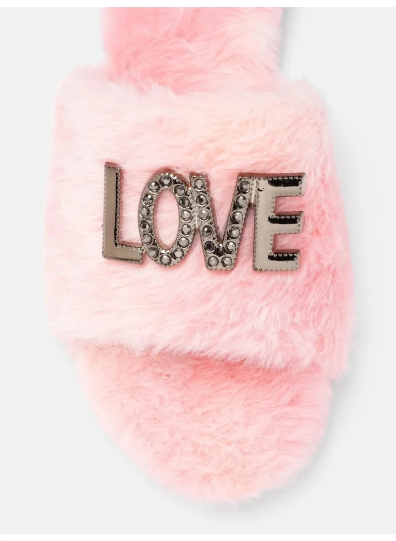 ZORIWORLD  Butterlove Chic Indoor Slipper Slides Soft Vegan Fur & Lightweight Cushioned Sole with Love Design for Women | Best Price UAE