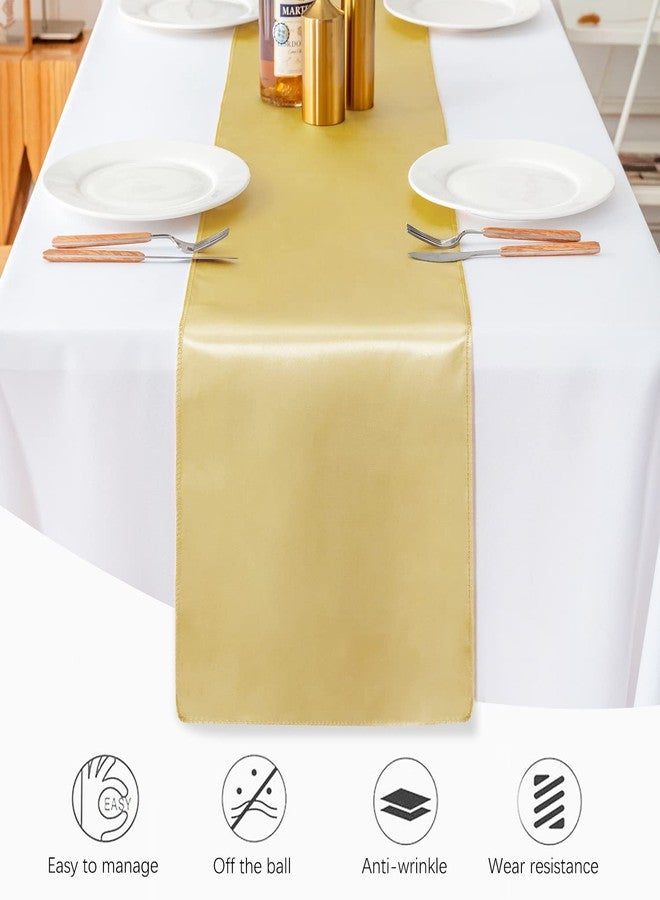 JEVIX 10 Pack Satin Table Runner 12 X 108 Inch Silk Table Runner for Party,Wedding, Birthday, Banquets,Decoration(Light Gold) - Image 3