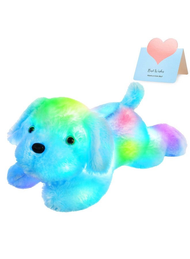 WEWILL 18'' Light Up Puppy Stuffed Animal Creative Night Light Lovely Led Dog Glow Soft Plush Toy Gifts For Kids On Christmas Birthday Valentines Festivals, Blue - Image 1