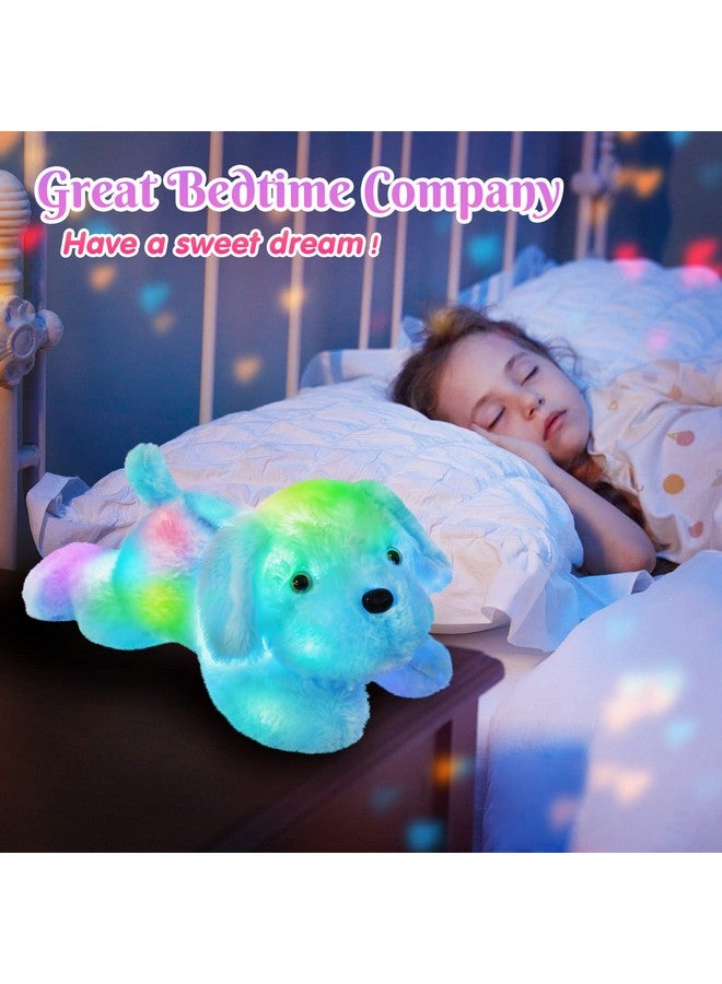 WEWILL 18'' Light Up Puppy Stuffed Animal Creative Night Light Lovely Led Dog Glow Soft Plush Toy Gifts For Kids On Christmas Birthday Valentines Festivals, Blue - Image 4