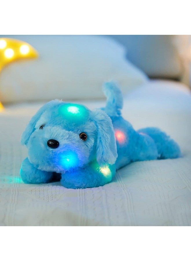 WEWILL 18'' Light Up Puppy Stuffed Animal Creative Night Light Lovely Led Dog Glow Soft Plush Toy Gifts For Kids On Christmas Birthday Valentines Festivals, Blue - Image 3