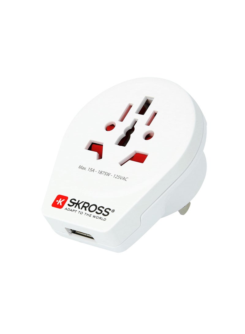 SKROSS Travel Adapter – Travel Essentials International Plug Adapter For World to USA USB Single adapters with USB
