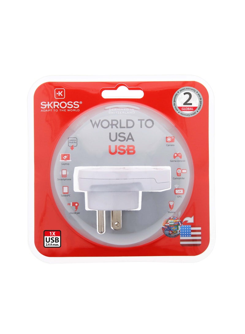 SKROSS Travel Adapter – Travel Essentials International Plug Adapter For World to USA USB Single adapters with USB