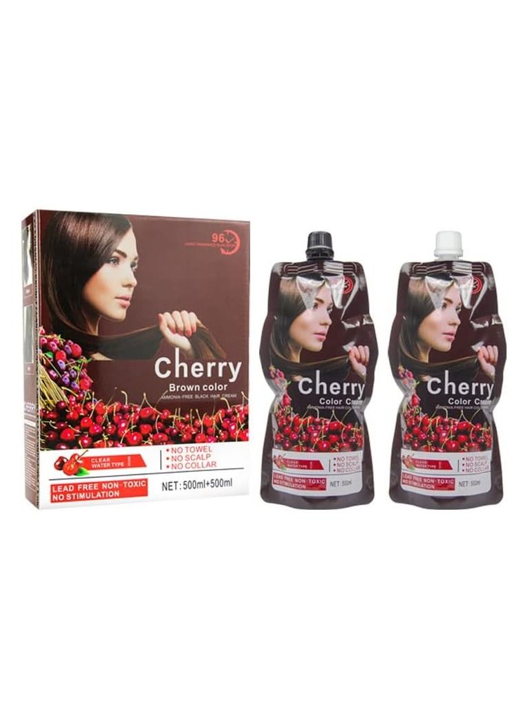Cherry Color Cream Ammonia-Free Hair Color Cream(Dark Brown) - Image 1