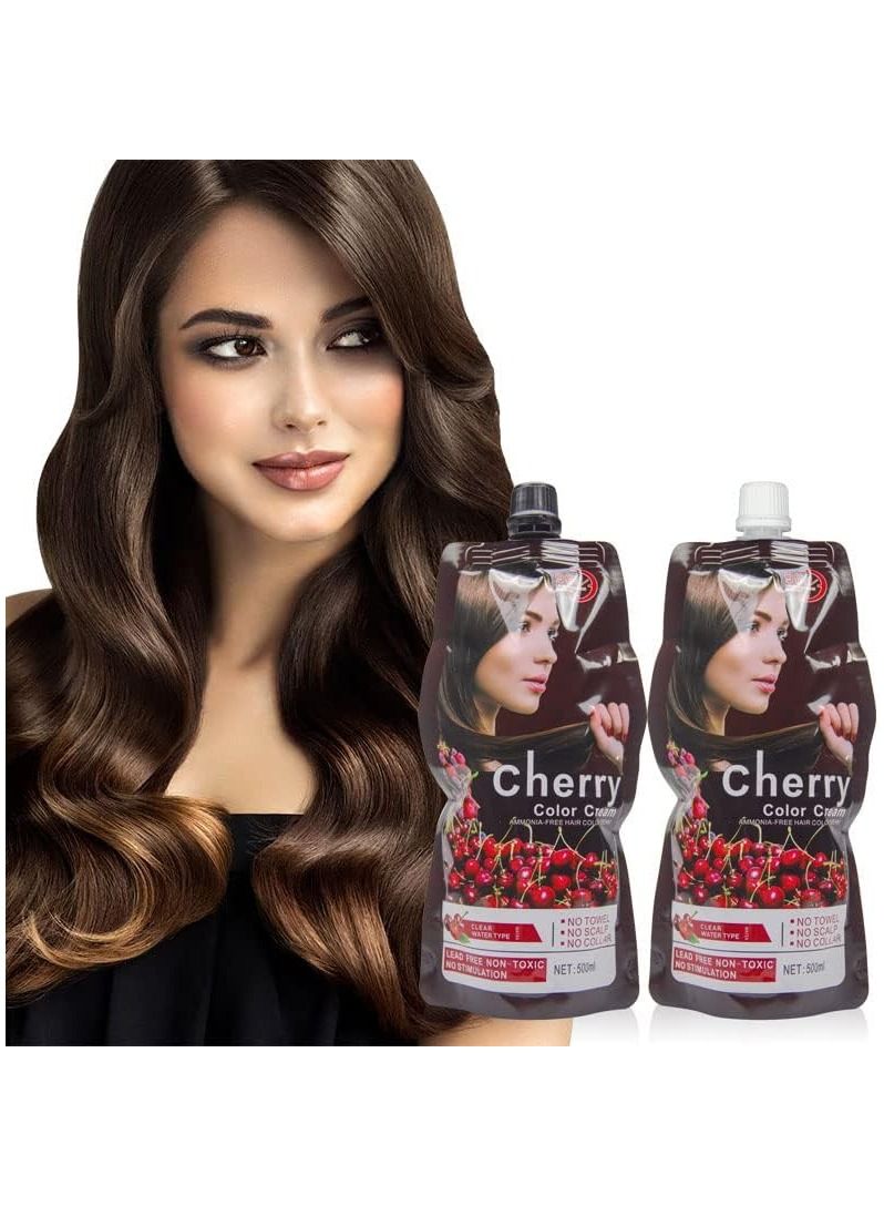 Cherry Color Cream Ammonia-Free Hair Color Cream(Dark Brown) - Image 4