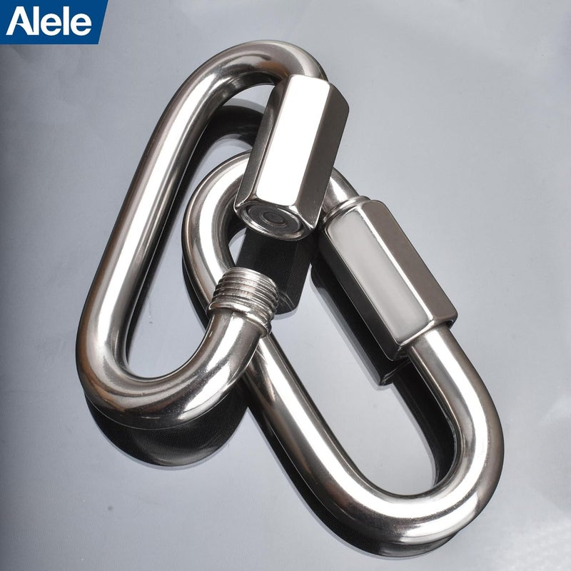 Alele D-Shape Locking Carabiner M4 Stainless Steel Quick Link Chain Connector Keychain Ring Buckle 10 Pack - Image 3