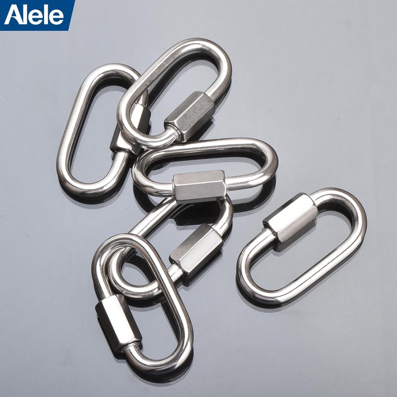 Alele D-Shape Locking Carabiner M4 Stainless Steel Quick Link Chain Connector Keychain Ring Buckle 10 Pack - Image 4