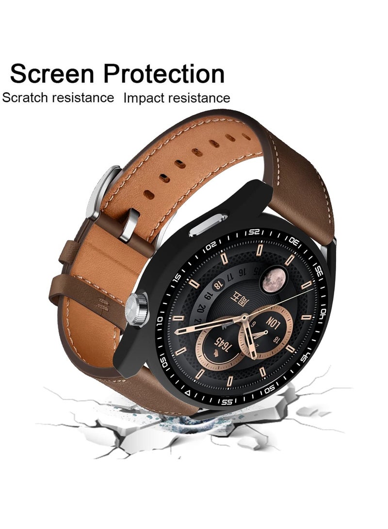 Tempered Glass Screen Protector and Case for Huawei Watch GT3 46mm 9H Hardness Ultra Thin Protection 2-Pack Black Transparent - Image 4