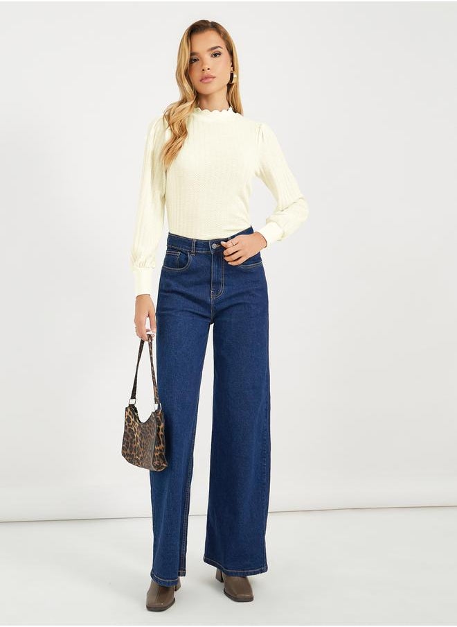 High Neck Pointelle Knit Top - pzsku/ZA3F91C892E779D83CA1CZ/45/_/1732387105/39c1bbfb-2829-48e2-9789-8eaedcaa7742