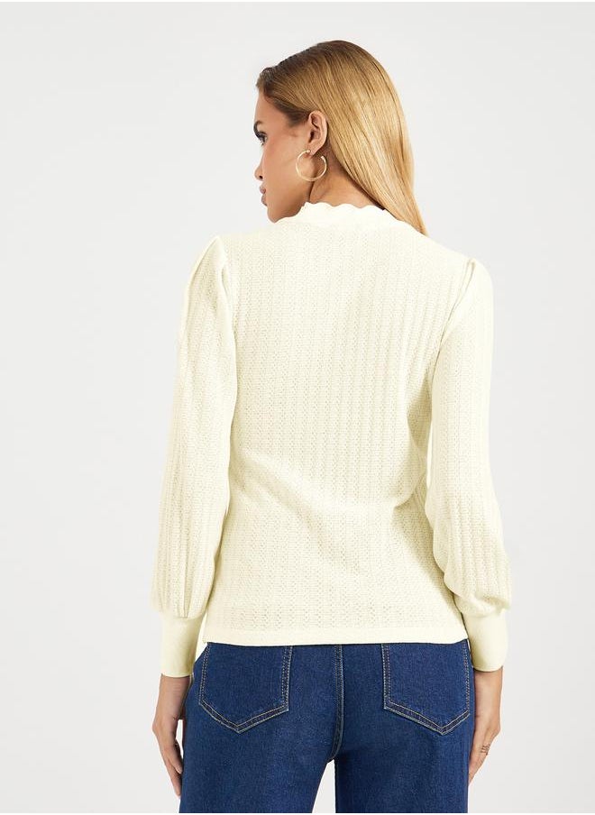 High Neck Pointelle Knit Top - pzsku/ZA3F91C892E779D83CA1CZ/45/_/1732387107/f0191966-5f5d-4342-8def-7a8caa33d03e