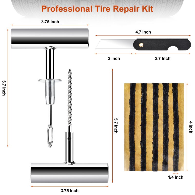 Wykodra Tire Repair Kit with Tire Plug & Rubber Nail Solutions, Tire Screw Plug Kit with Screwdriver, Professional Heavy Duty Emergency Flat Tire Repair for Car, Truck, Motorcycle, Tractor, Mower, Wheelbarrow - Image 3